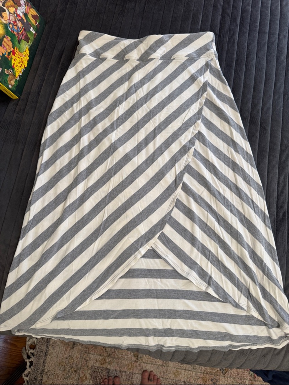 Athleta Gray & White Striped Wrap High-Low Skirt